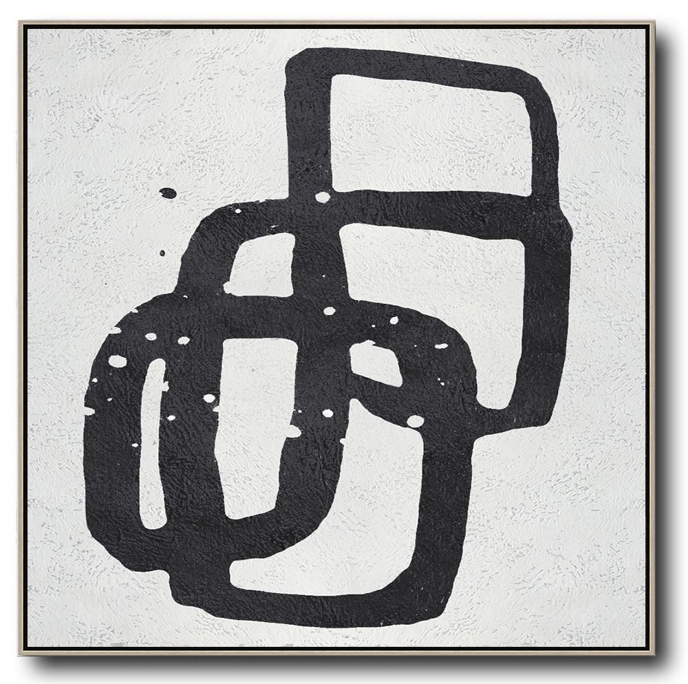 Minimal Black and White Painting #MN95A - Click Image to Close